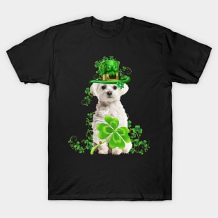 Lucky White Maltese Shamrock St Patrick's Day T-Shirt